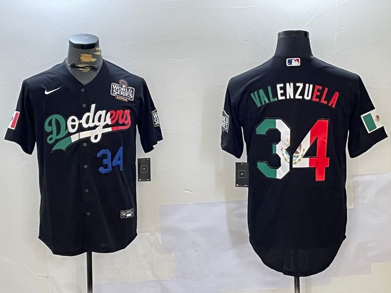 Men Los Angeles Dodgers 34 Valenzuela Black Game 2024 Nike MLB Jersey style 112025